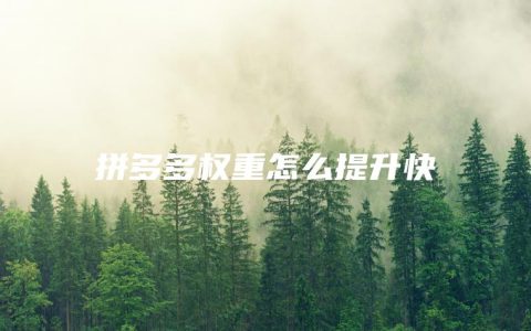 拼多多权重怎么提升快