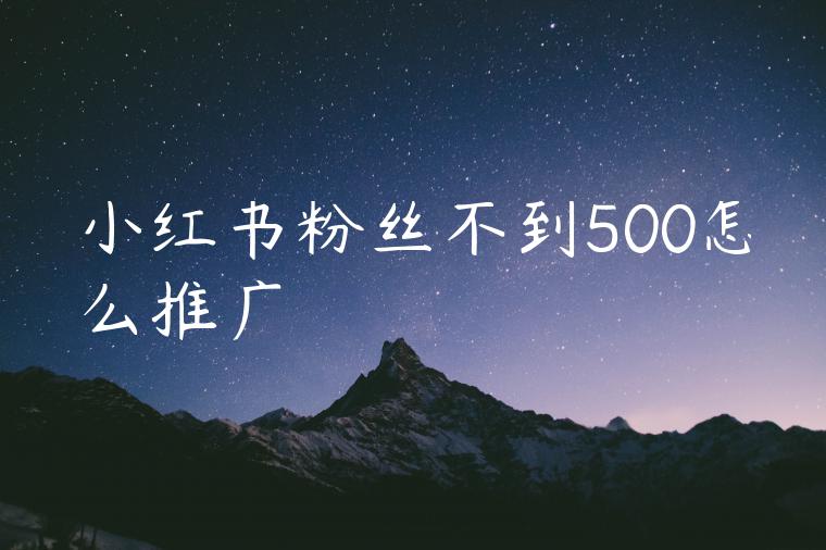 小红书粉丝不到500怎么推广