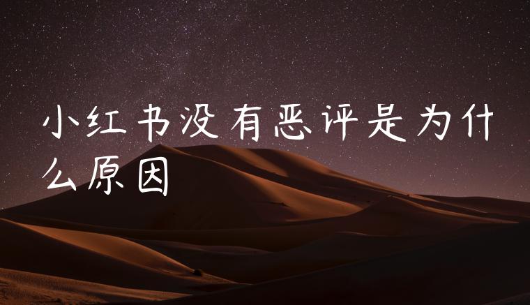 小红书没有恶评是为什么原因