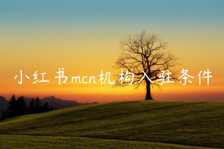 小红书mcn机构入驻条件