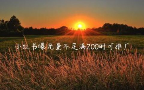 小红书曝光量不足满200时可推广